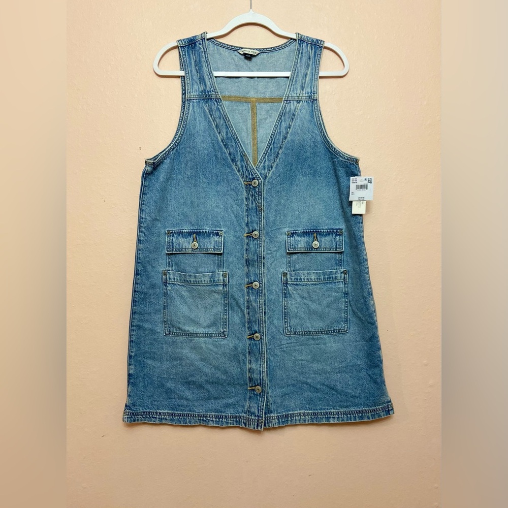 American Eagle Denim V-Neck Pinafore Dress - Picture 3 of 6